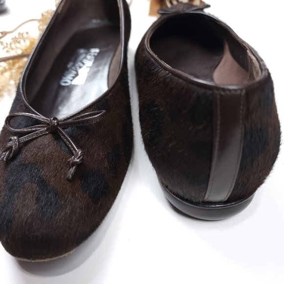 Salvatore Ferragamo Brown Black Leopard Fur Loafer Flats Sz 8½B - Picture 14 of 16